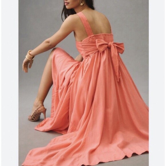 Anthropologie Pilcro Asymmetrical Babydoll Dress In Coral Fizz Parasail Medium - Picture 3 of 13